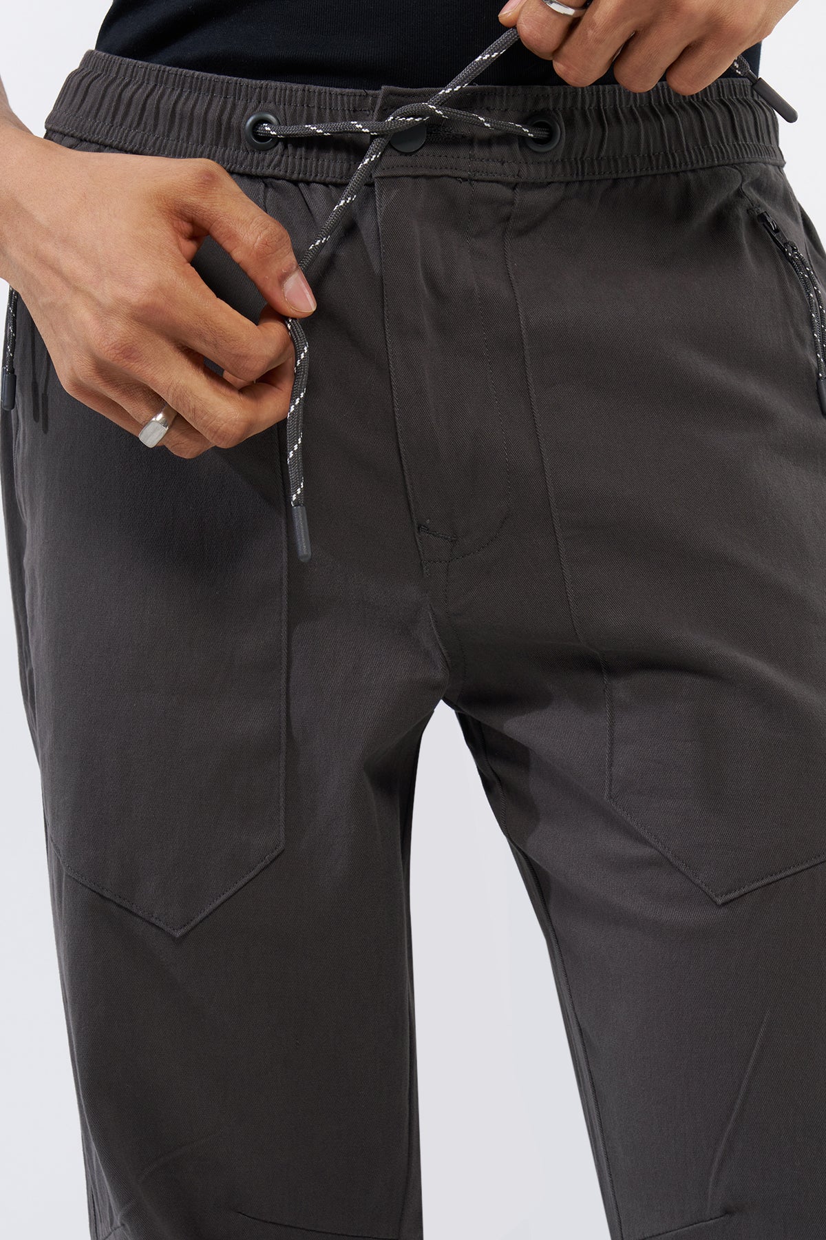 Grey Solid Regular Fit Trouser for Men - Image 3