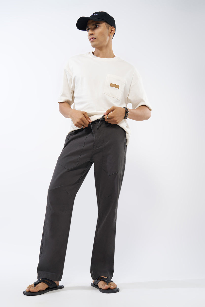 Grey Solid Regular Fit Trouser For Men - Image 6