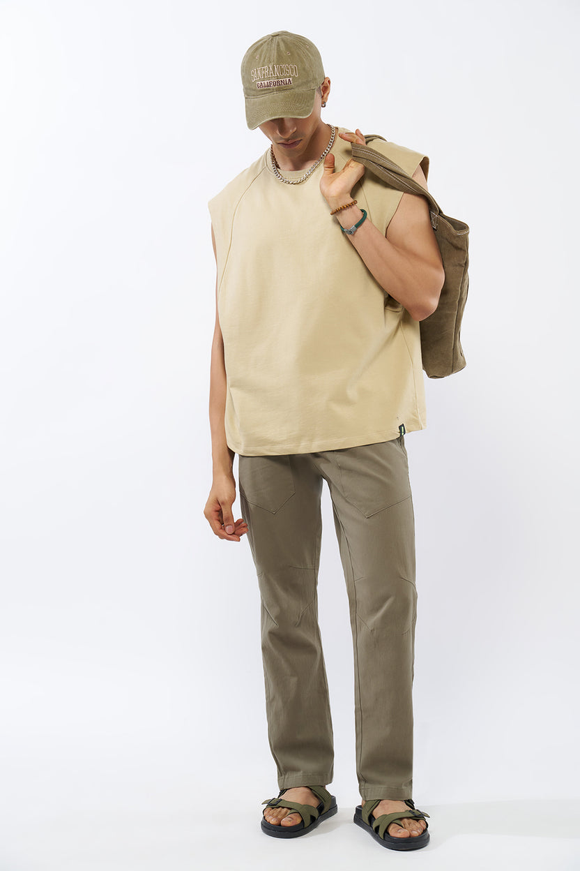 Olive Solid Regular Fit Trouser For Men - Image 6