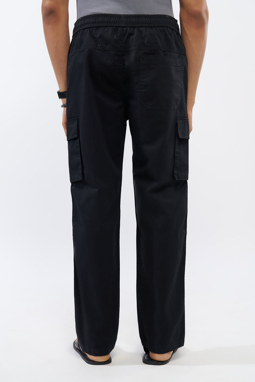 Black Solid Regular Fit Trouser For Men - Image 5