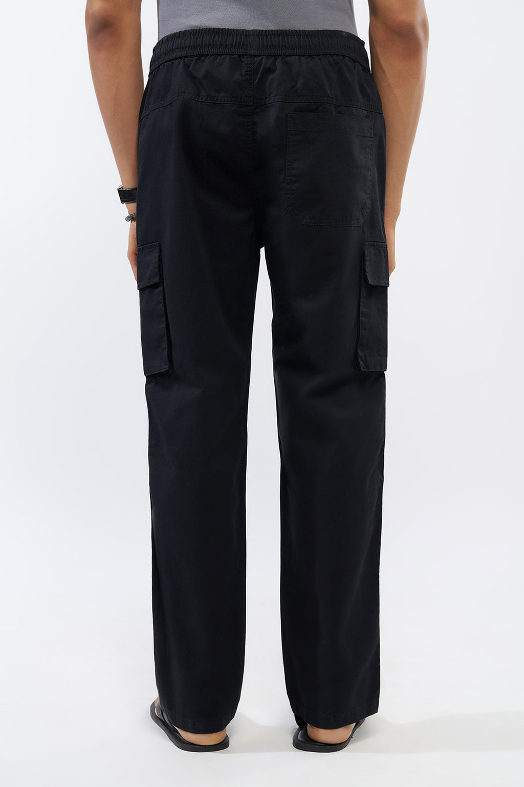 Black Solid Regular Fit Trouser for Men - Image 5