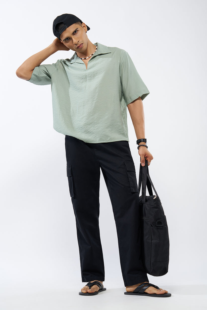 Black Solid Regular Fit Trouser For Men - Image 6