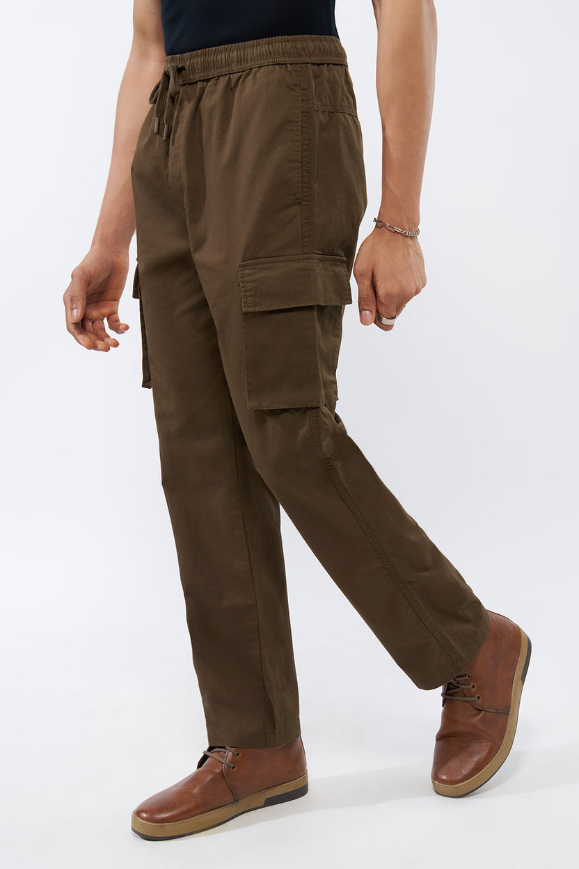 Brown Solid Regular Fit Trouser For Men - Image 4