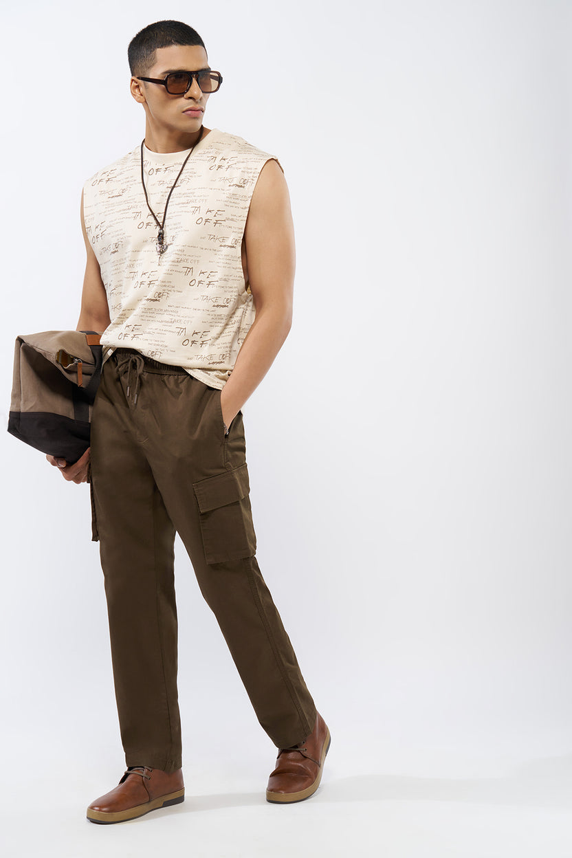 Brown Solid Regular Fit Trouser For Men - Image 6