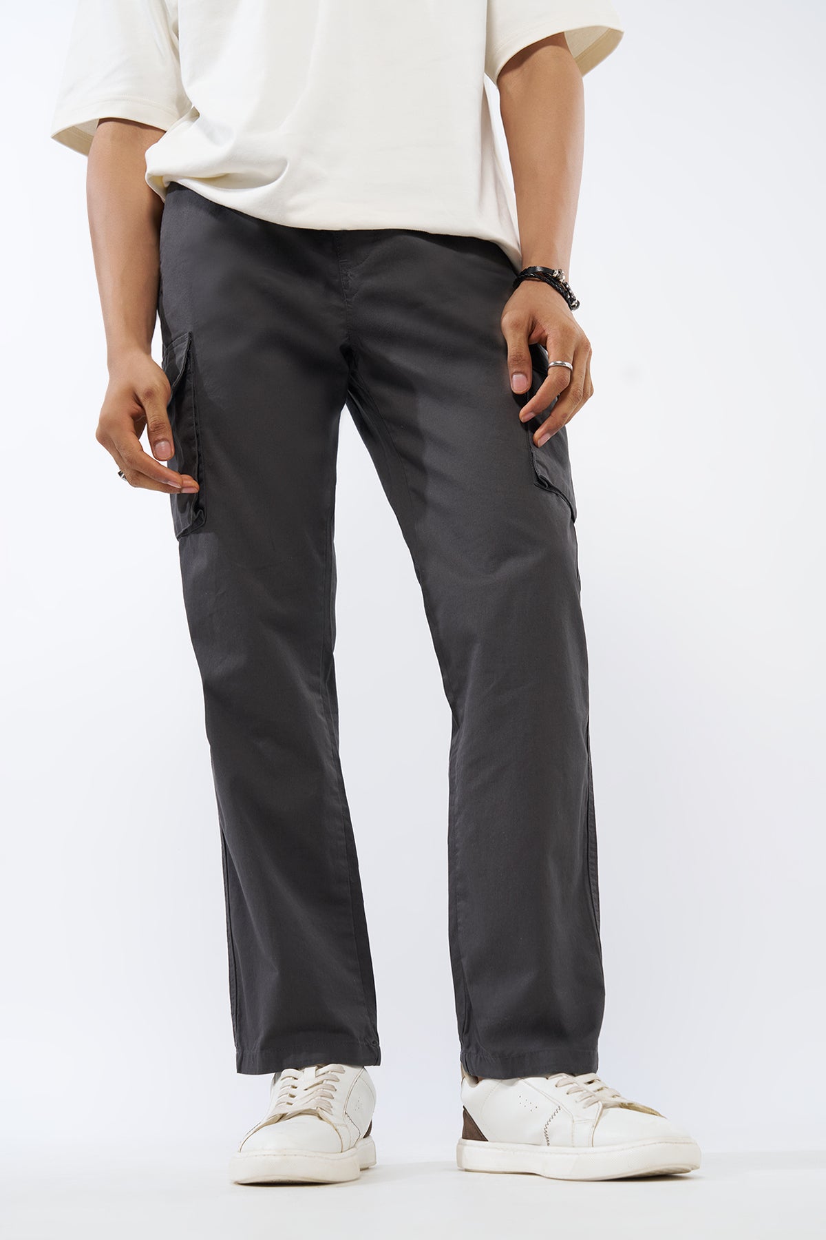 Charcoal Solid Regular Fit Trouser for Men - Image 1