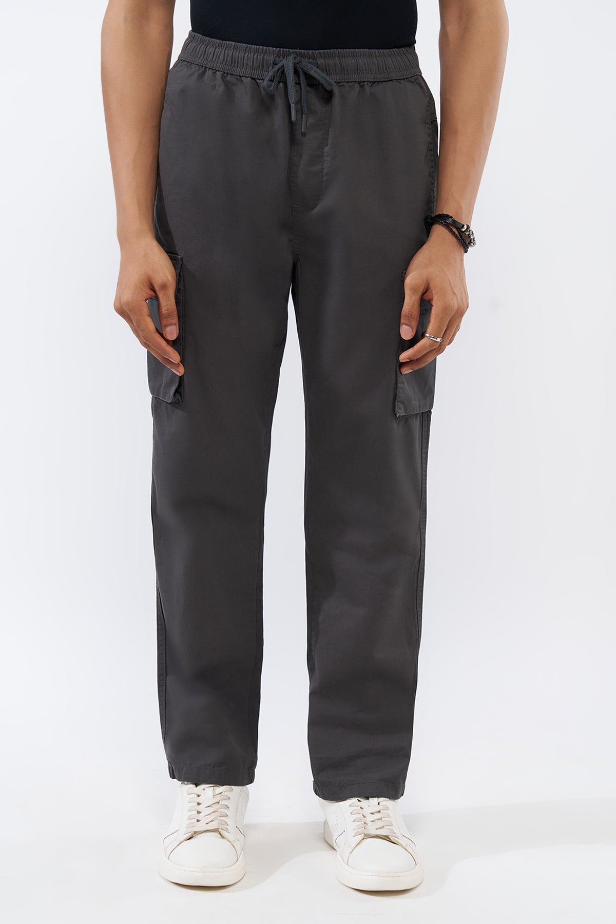 Charcoal Solid Regular Fit Trouser for Men - Image 2