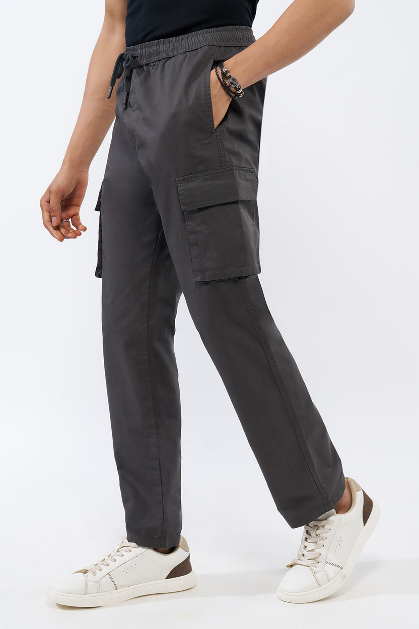 Charcoal Solid Regular Fit Trouser For Men - Image 4