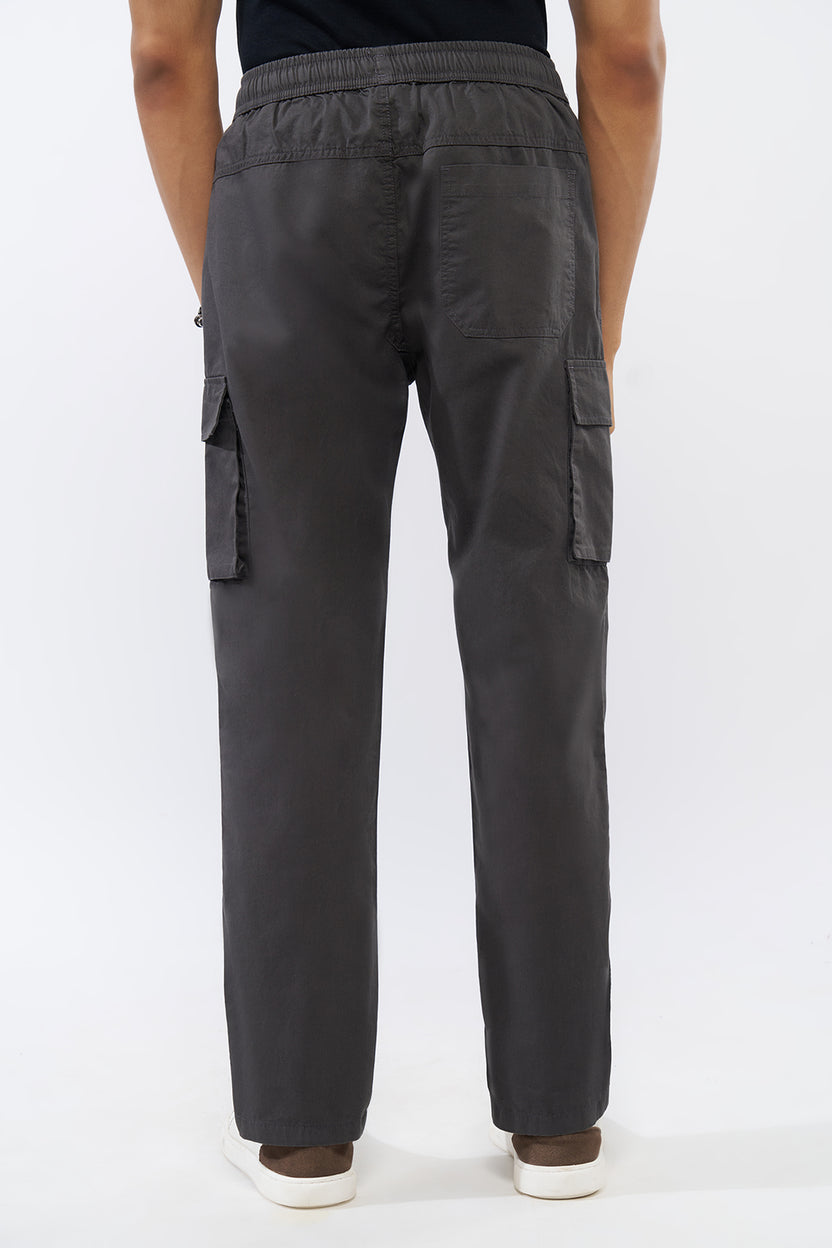 Charcoal Solid Regular Fit Trouser For Men - Image 5