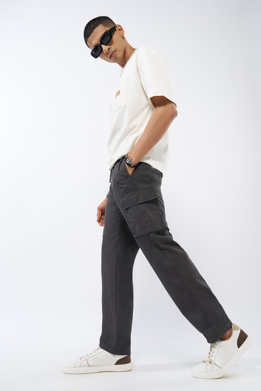 Charcoal Solid Regular Fit Trouser For Men - Image 6