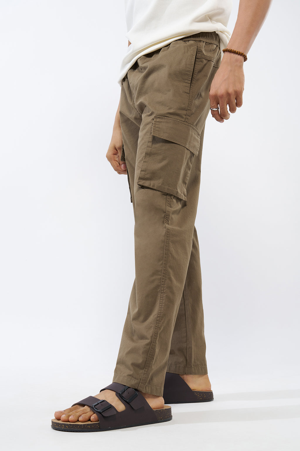 Olive Solid Regular Fit Trouser for Men - Image 1
