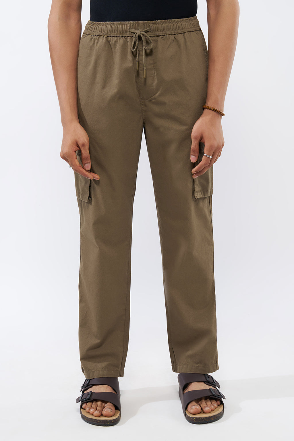 Olive Solid Regular Fit Trouser for Men - Image 2