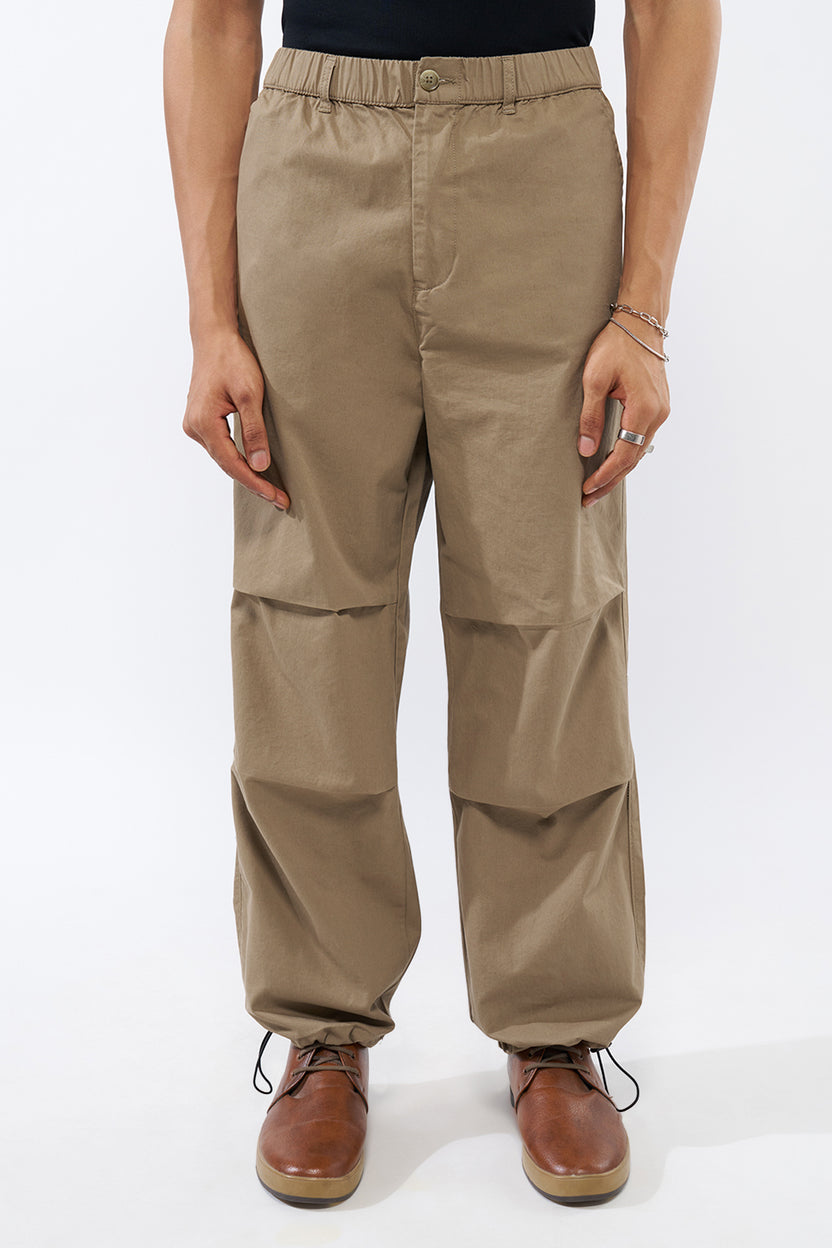 Beige Solid Regular Fit Trouser for Men - Image 2