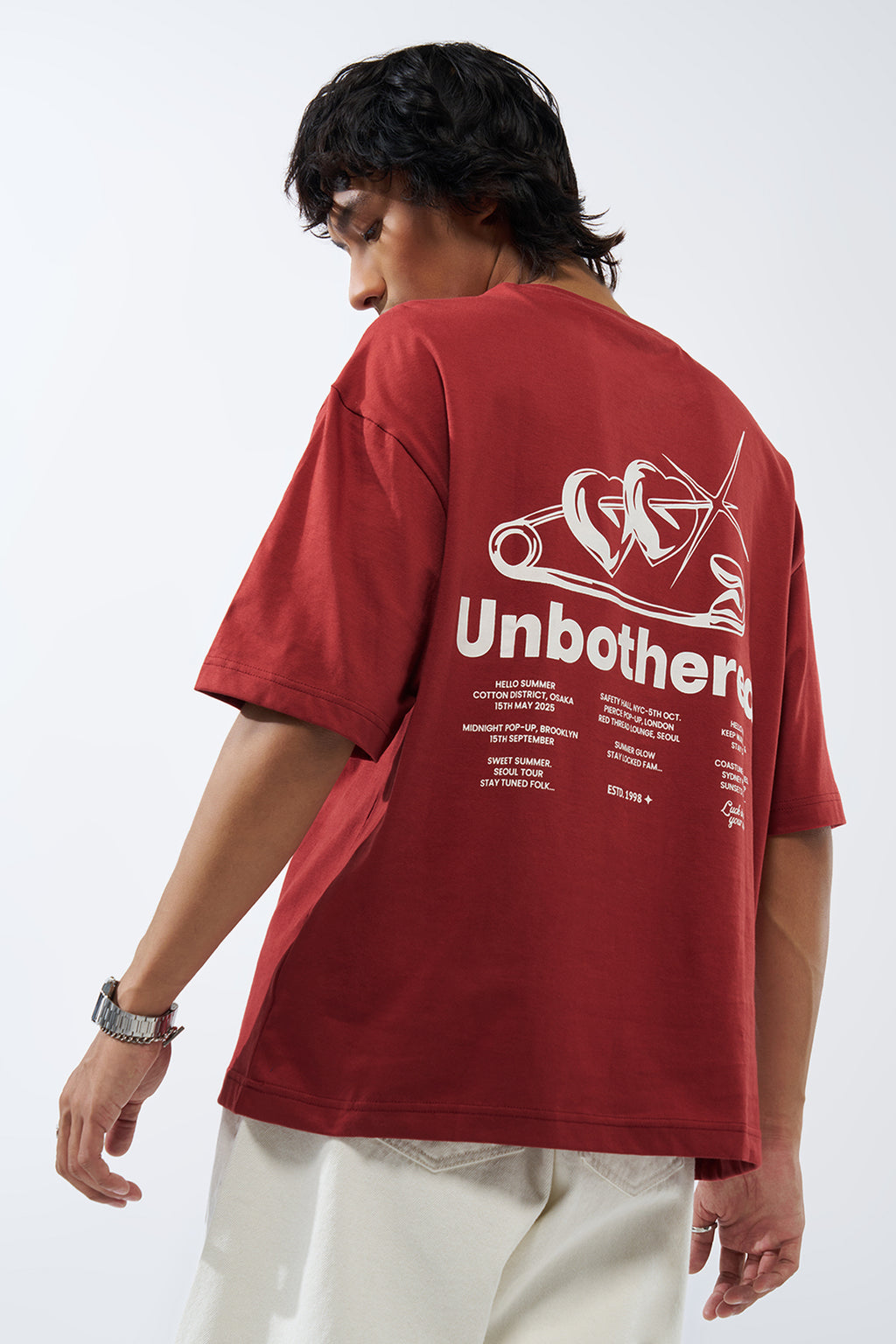 Red Graphic Printed Oversized Fit T-Shirt for Men - Image 5