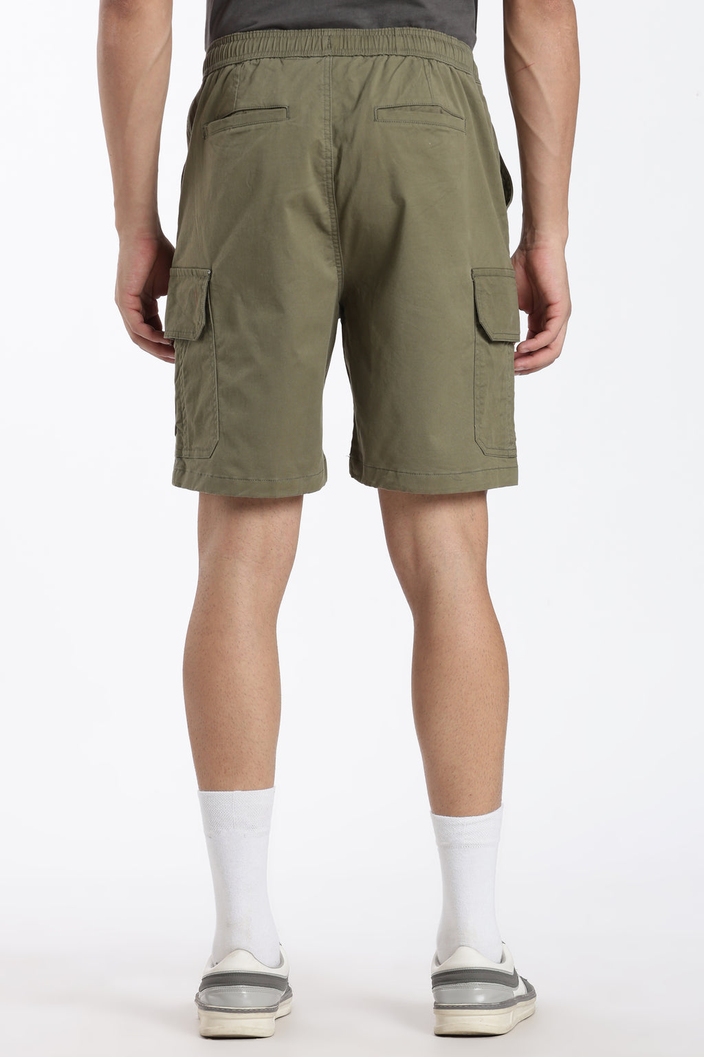 Olive Solid Regular Fit Shorts for Men - Image 5