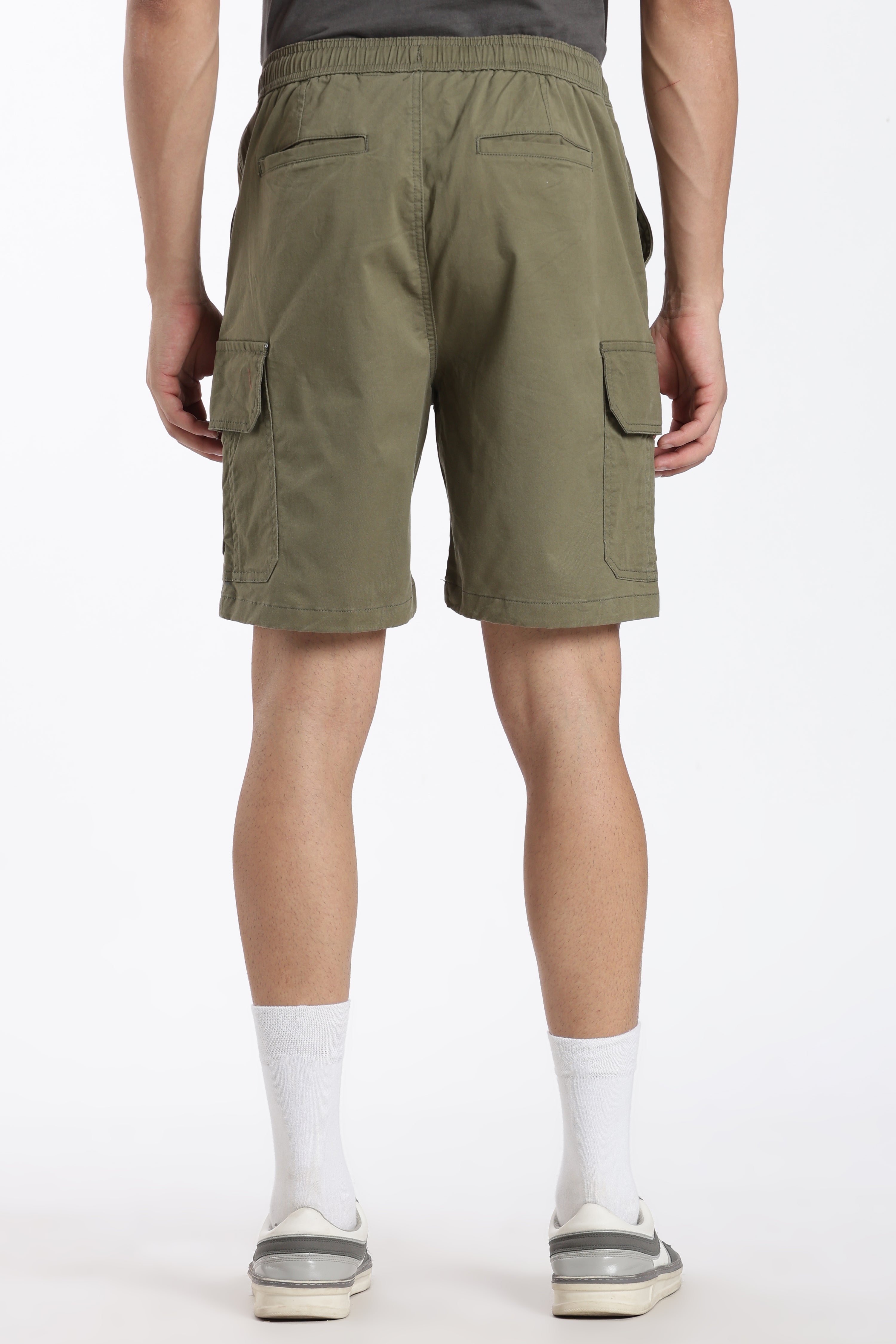 Olive Solid Regular Fit Shorts for Men - Image 5