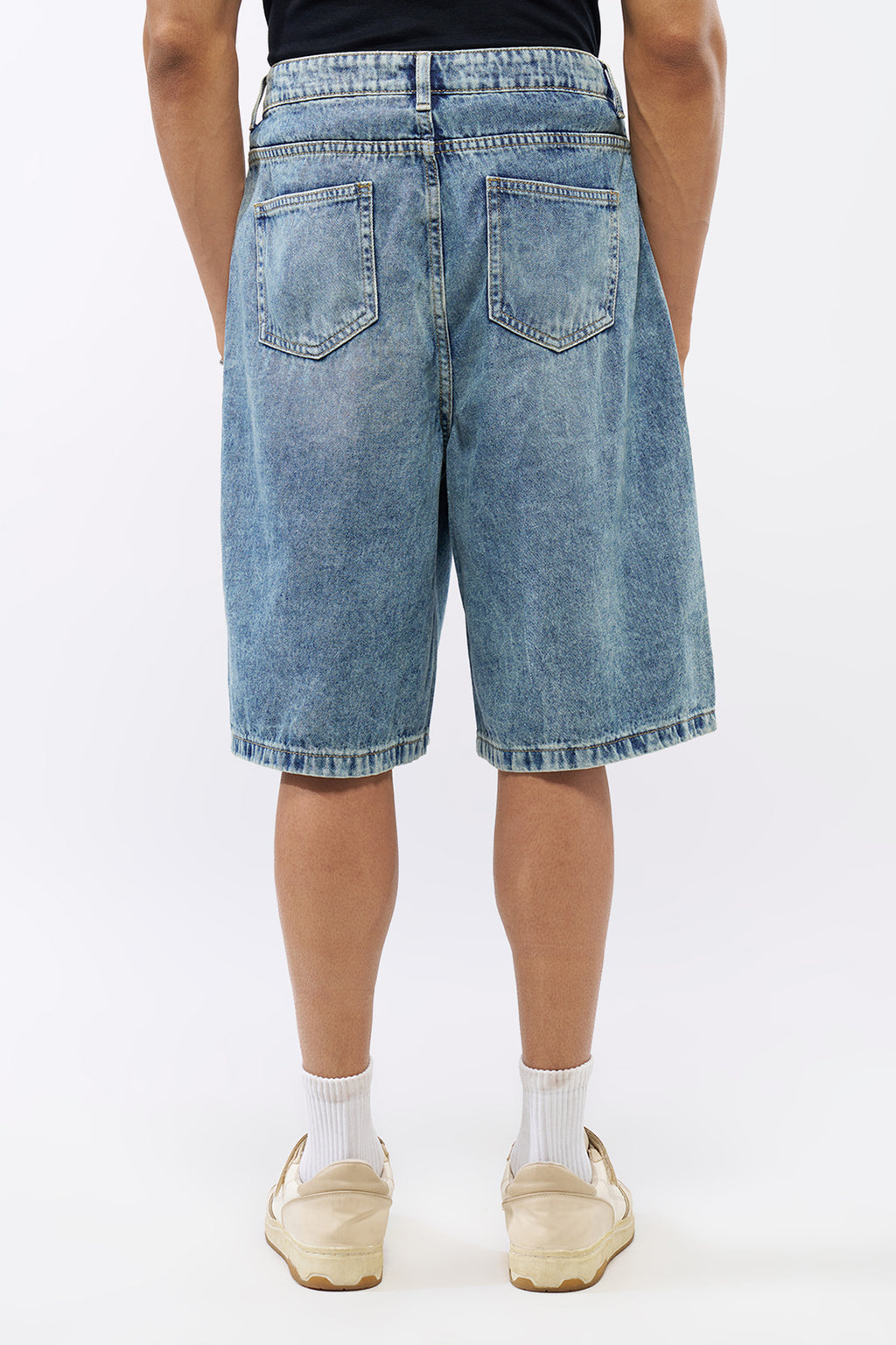 Blue Solid Regular Fit Shorts for Men - Image 5