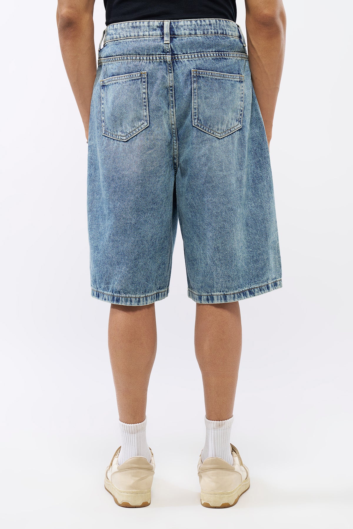 Blue Solid Regular Fit Shorts for Men - Image 5