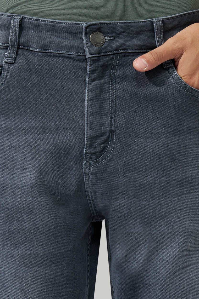 Grey Washed Slim Fit Jeans For Men - Image 2