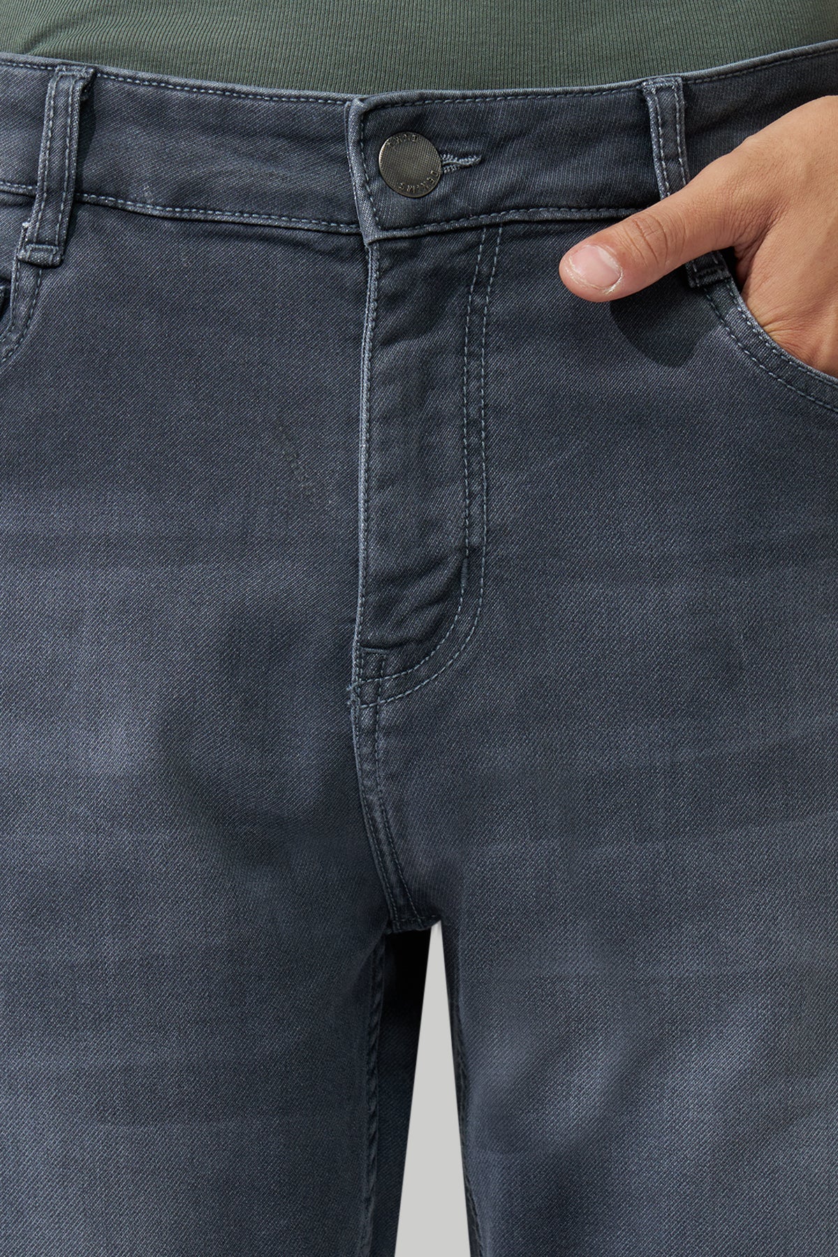Grey Washed Slim Fit Jeans for Men - Image 2