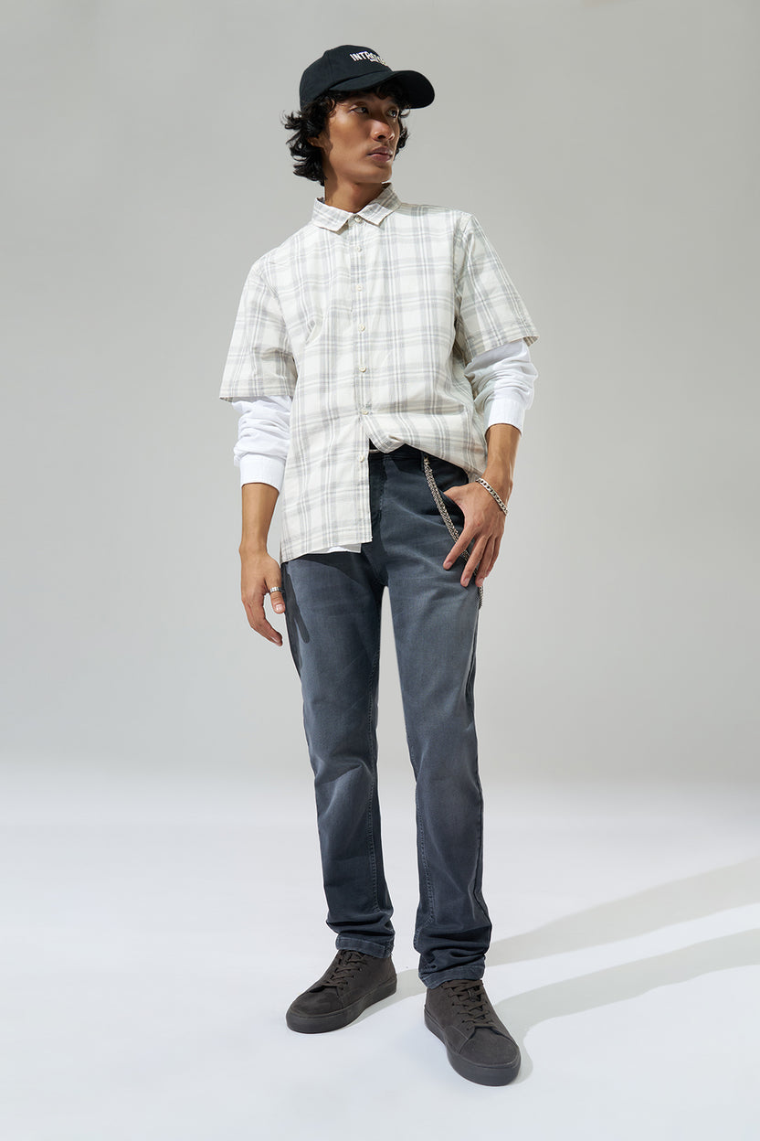 Grey Washed Slim Fit Jeans For Men - Image 6