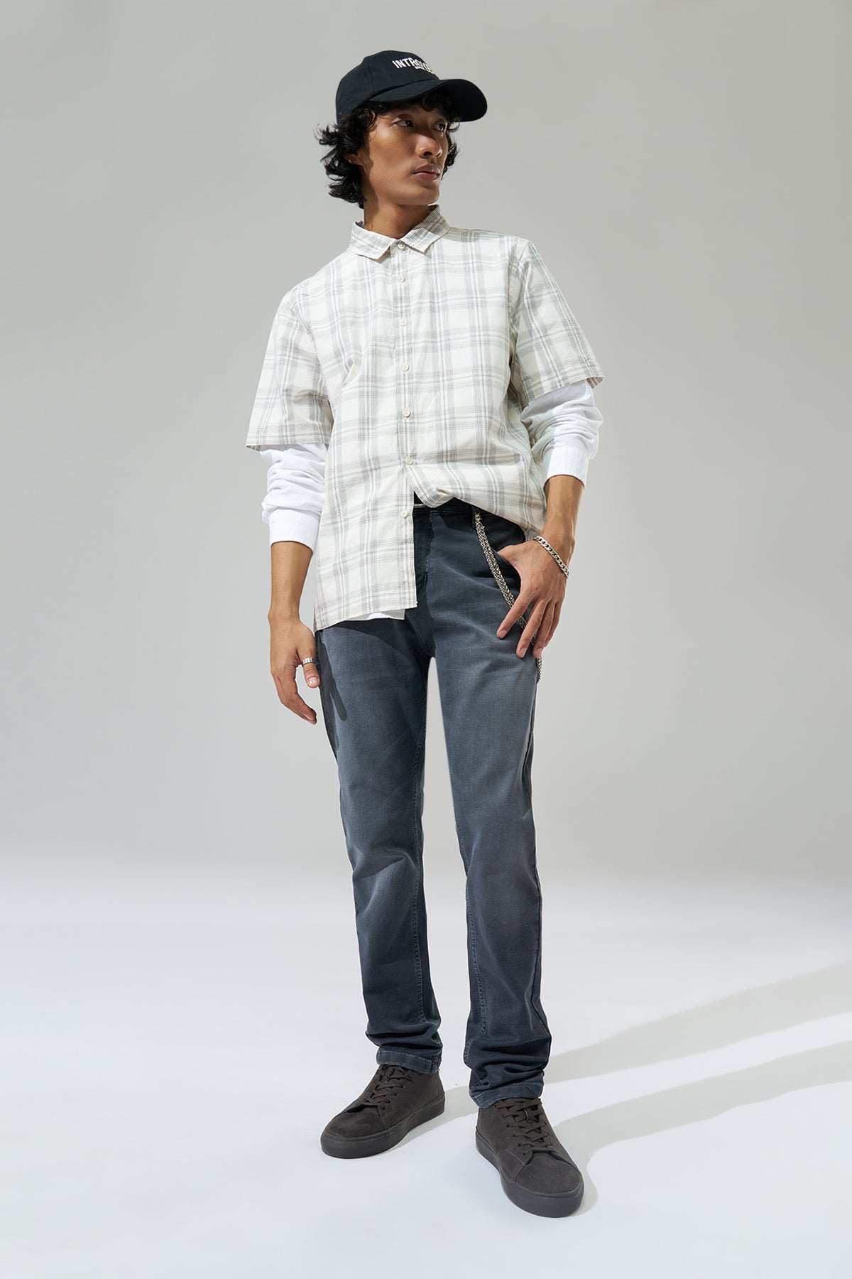 Grey Washed Slim Fit Jeans for Men - Image 6