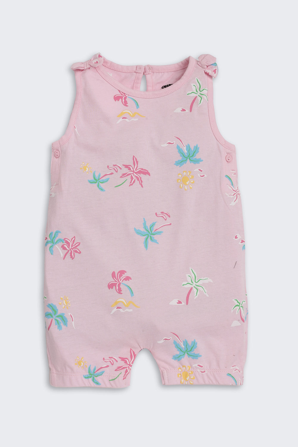 Pink Tree Printed Regular Fit Dungarees for Infant Girls - Image 2