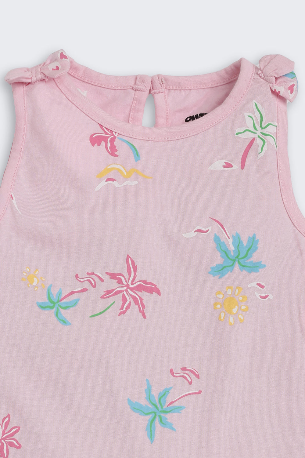 Pink Tree Printed Regular Fit Dungarees for Infant Girls - Image 4