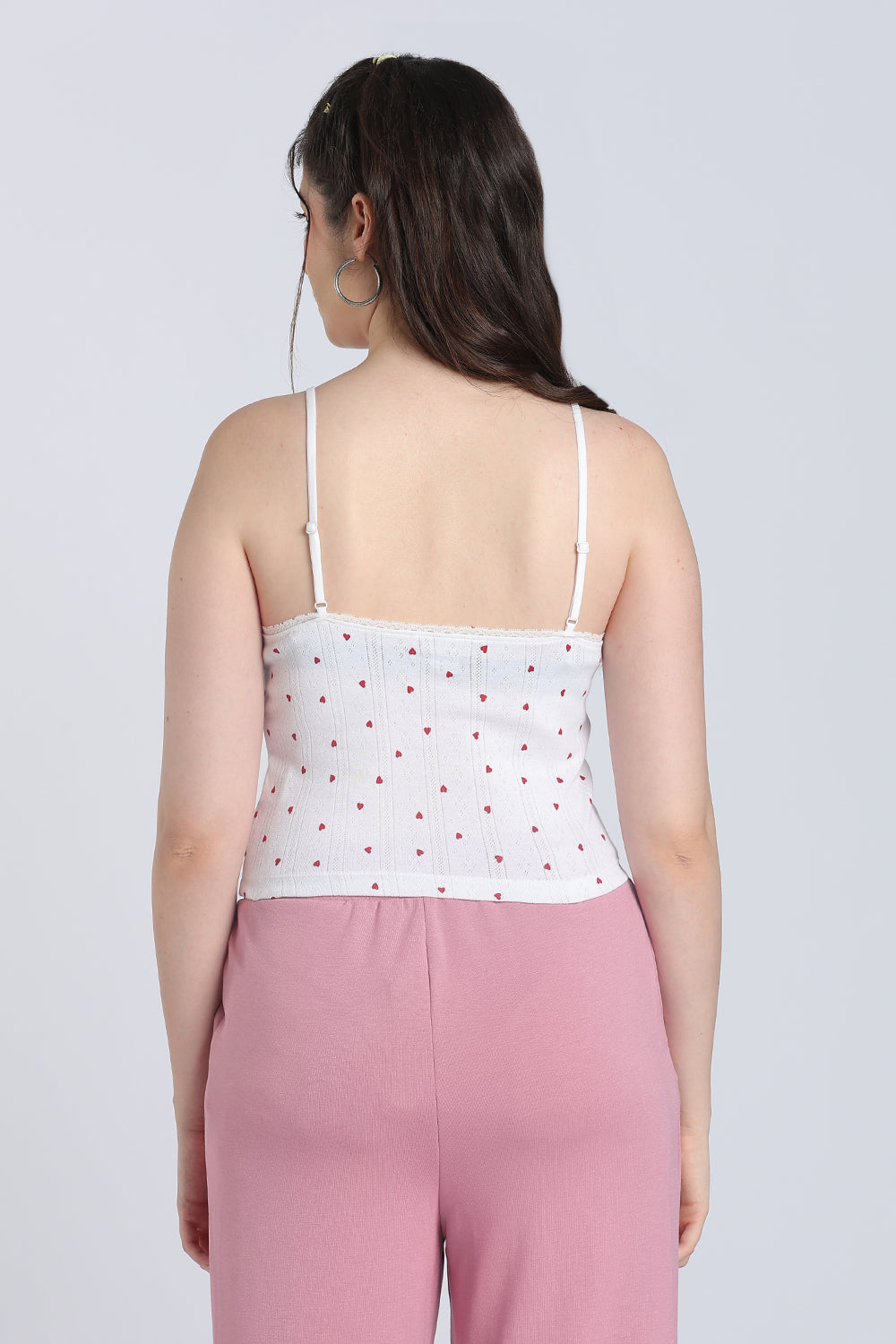 White Heart Printed Regular Fit Camisole for Women - Image 5