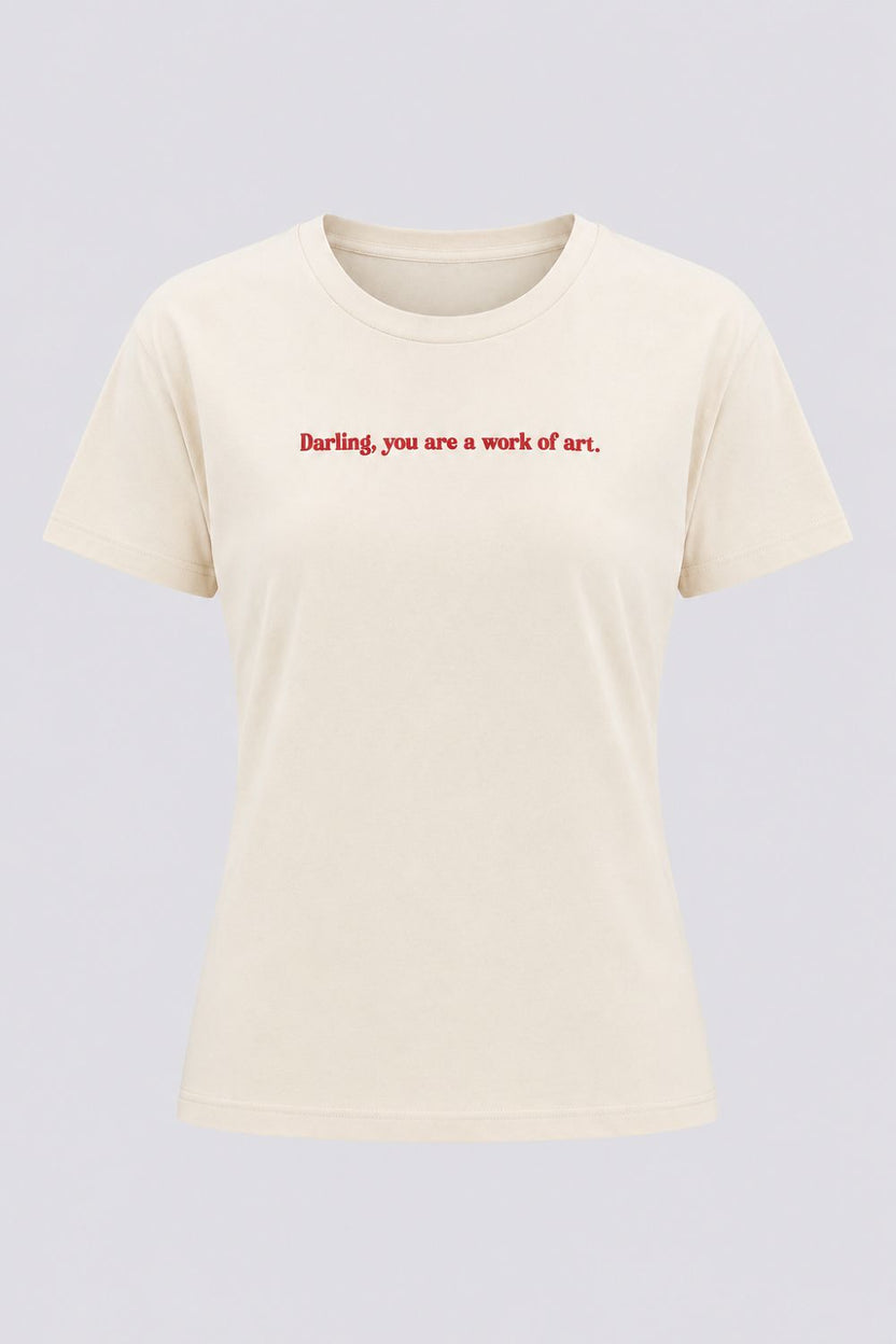 Womens Regular Fit Off White Slogan Printed T-Shirt - Image 7
