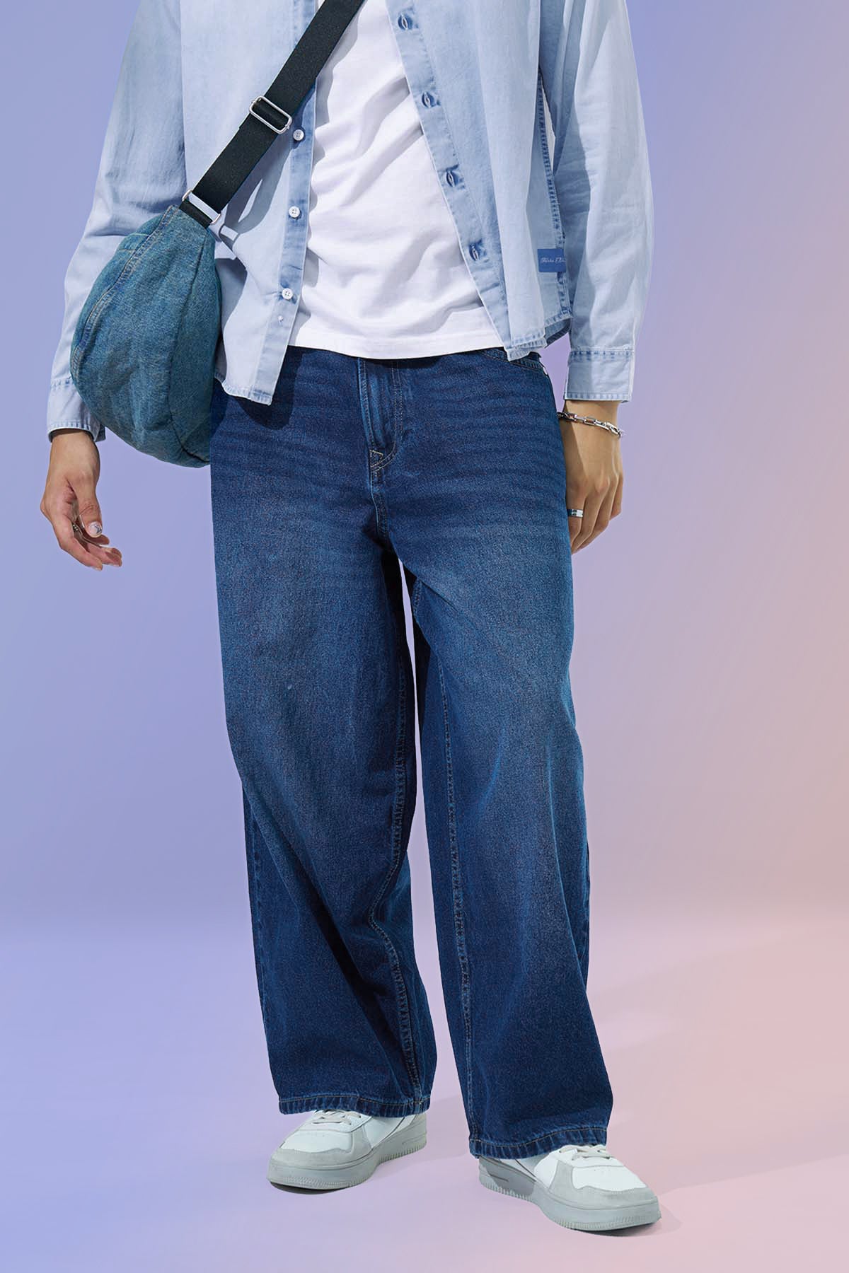 Navy Baggy Fit Jeans for Men - Image 1