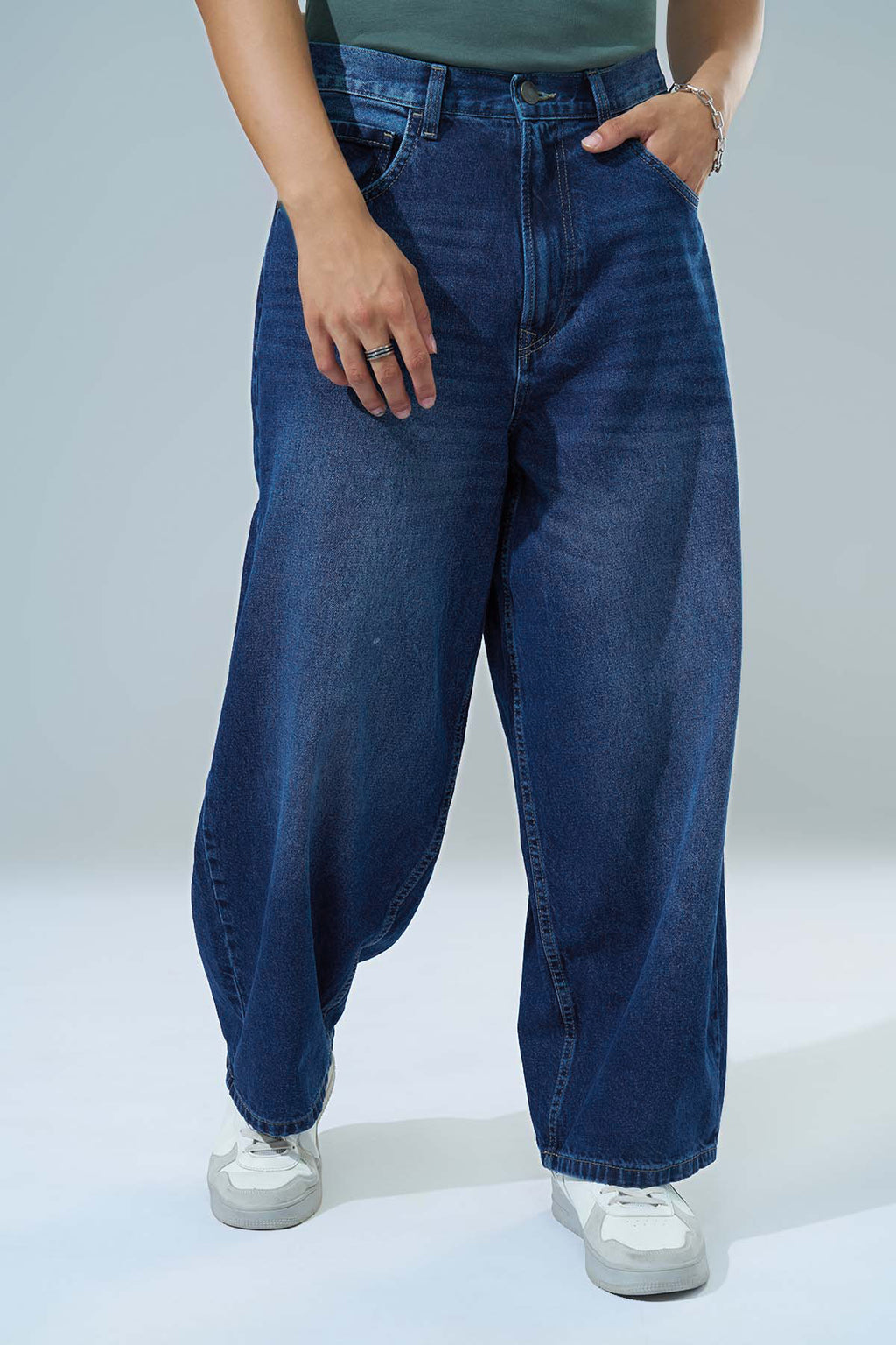 Navy Baggy Fit Jeans for Men - Image 2