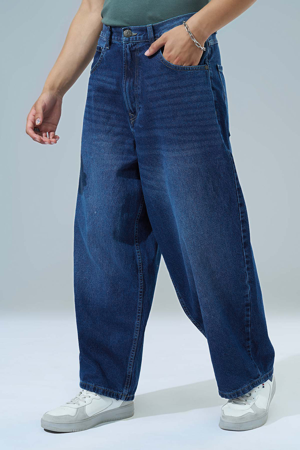 Navy Baggy Fit Jeans for Men - Image 4
