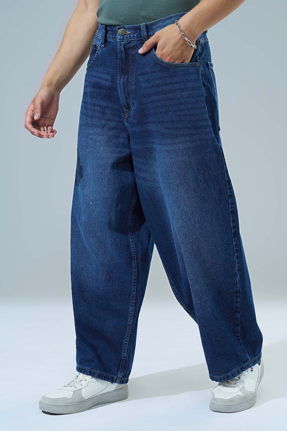 Navy Baggy Fit Jeans for Men - Image 4