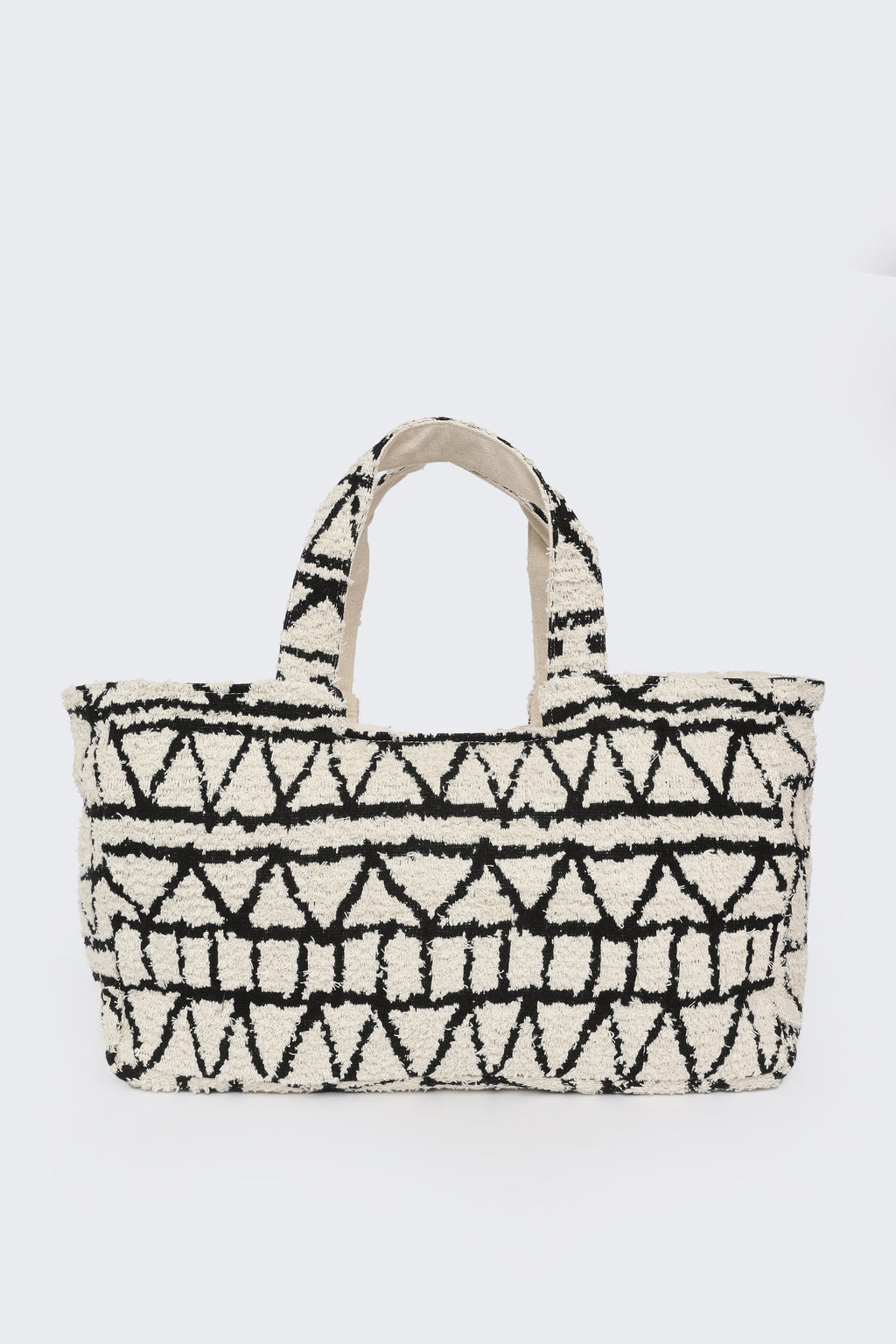 Beige Cotton Jacquard Tote Bag For Women - Image 6
