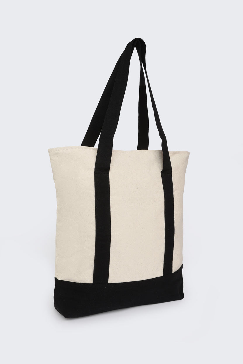 Cream Canvas Tote Bag for Women - Image 4