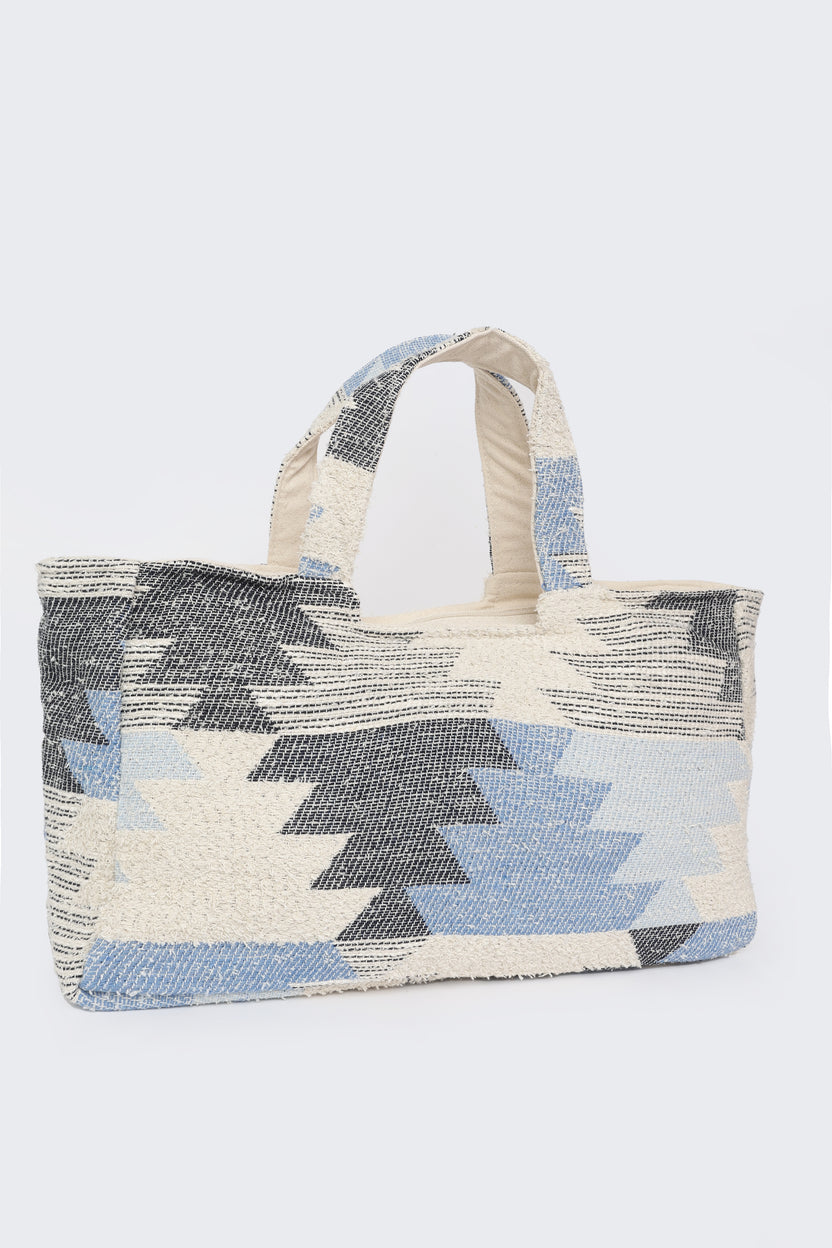 Blue Self Design Tote Bag for Women - Image 4