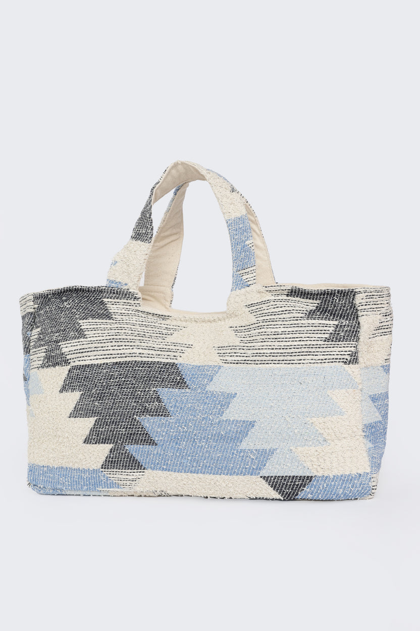 Blue Self Design Tote Bag for Women - Image 5
