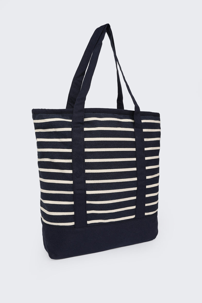 Navy Canvas Tote Bag for Women - Image 4