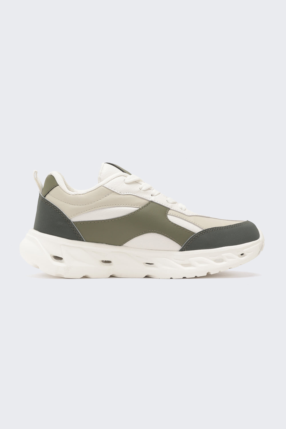 Olive Colourblocked Sneakers for Men - Image 2