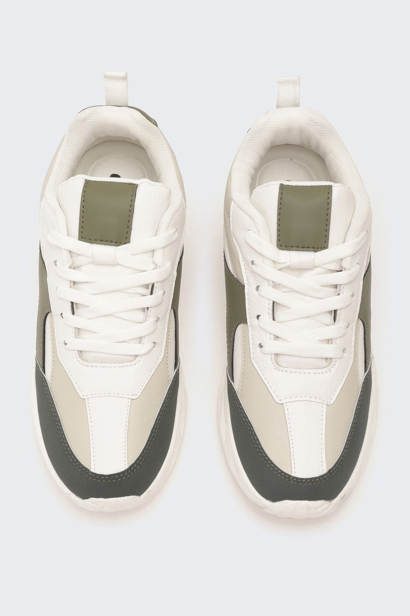 Olive Colourblocked Sneakers for Men - Image 4