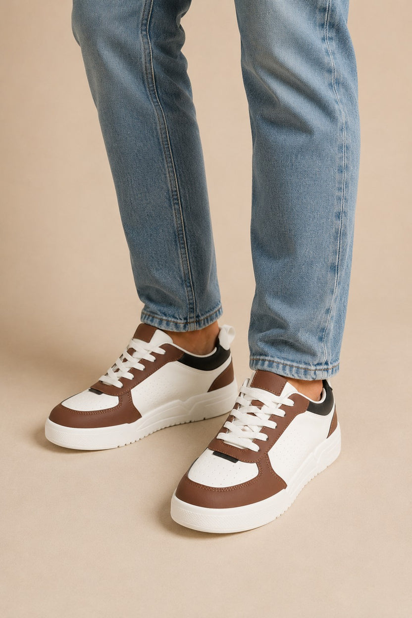 Brown Colourblocked Sneakers for Men - Image 1