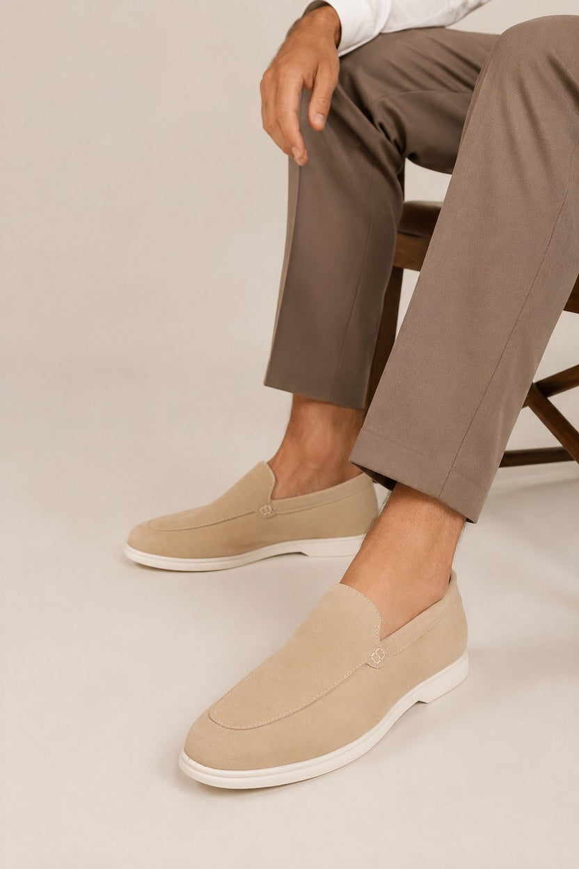 Beige Nubuck Loafer For Men - Image 1