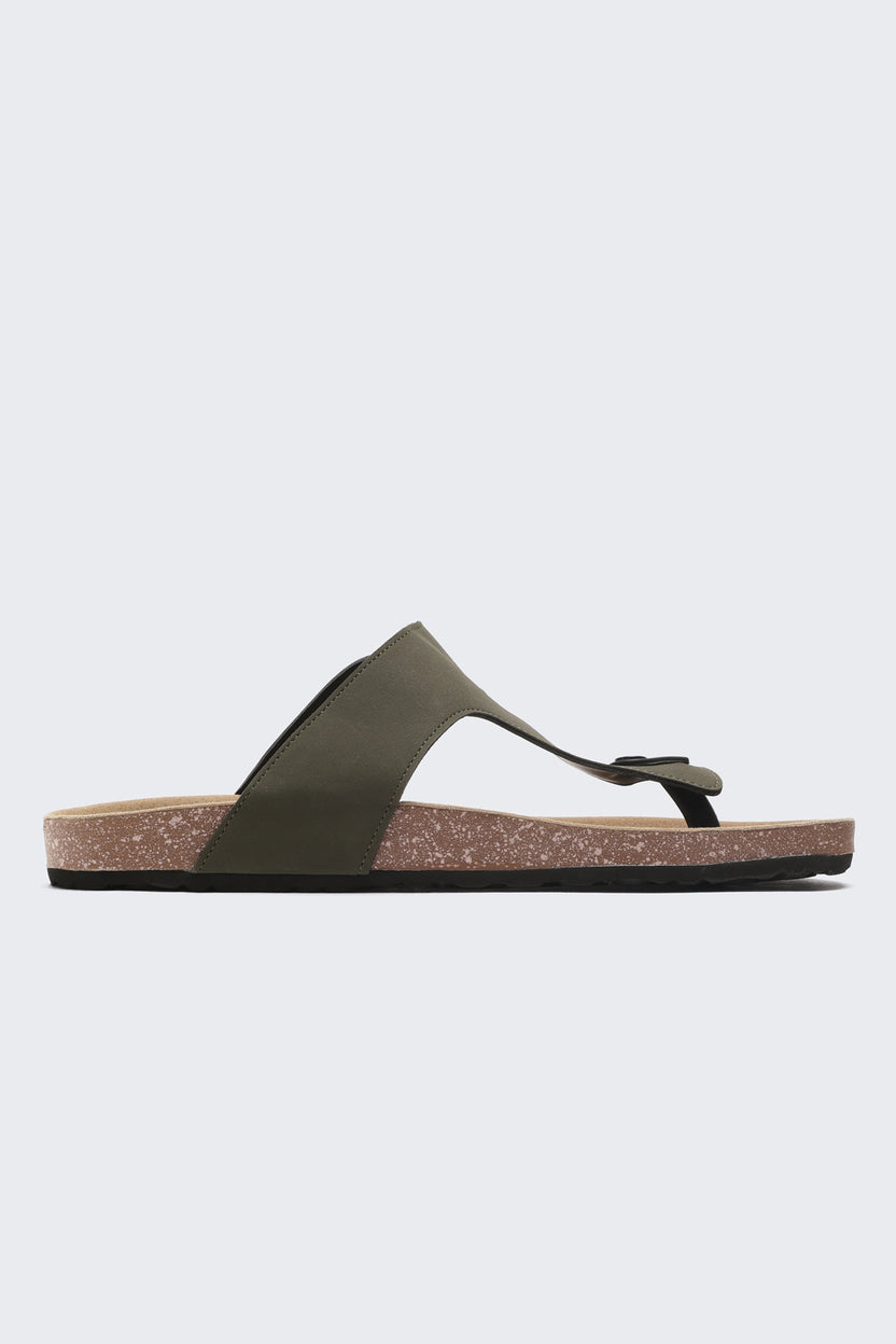 Olive Solid Sandals For Men - Image 2