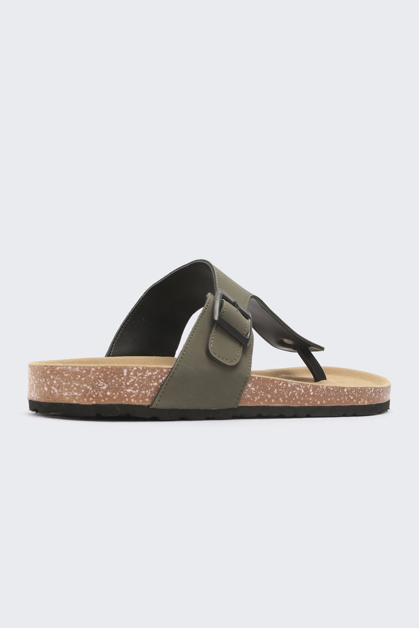 Olive Solid Sandals For Men - Image 3