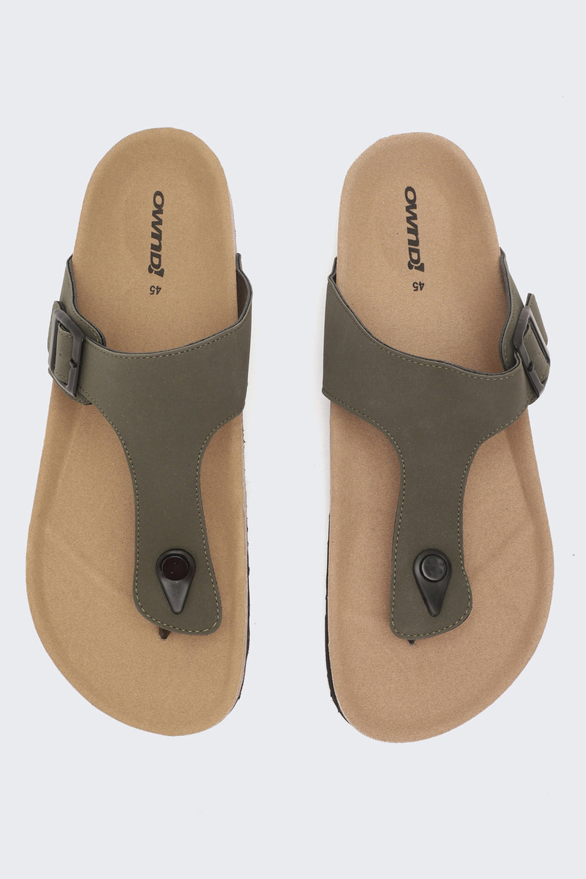 Olive Solid Sandals For Men - Image 4