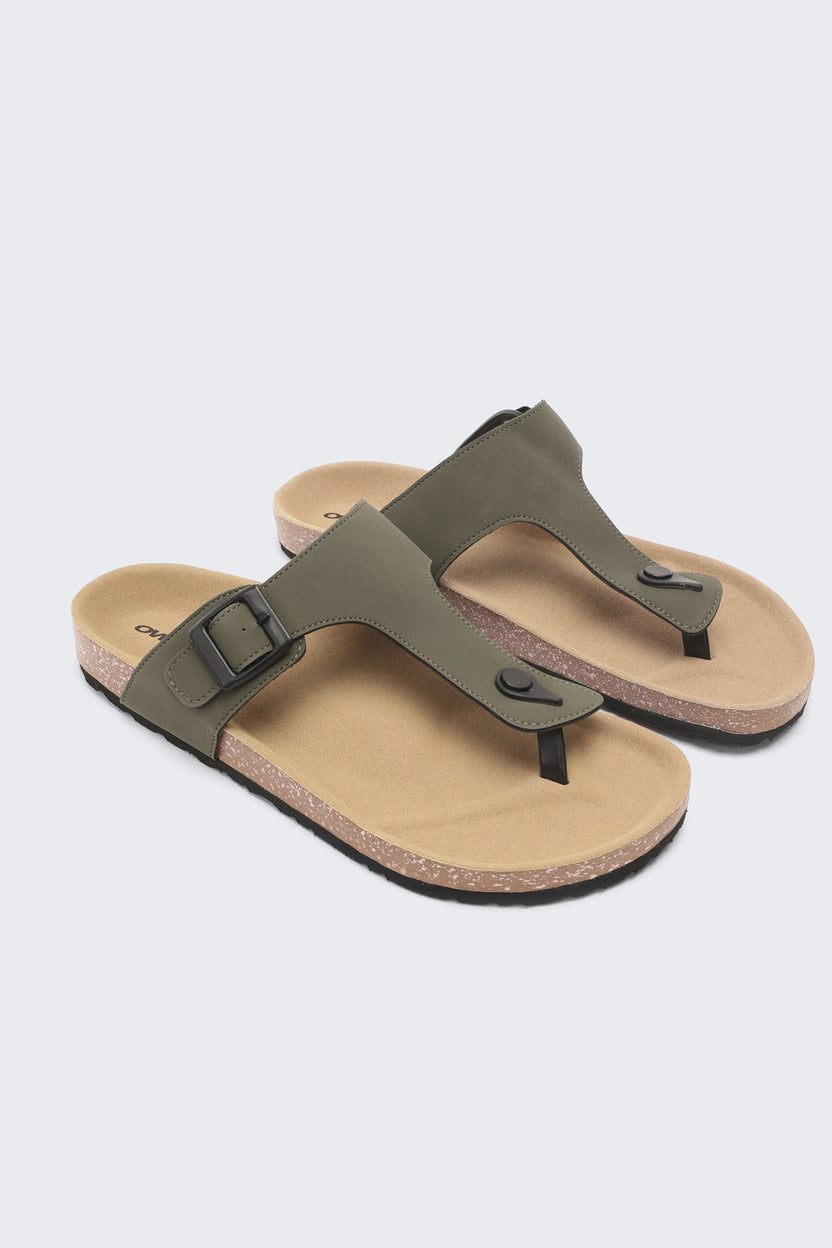 Olive Solid Sandals For Men - Image 6