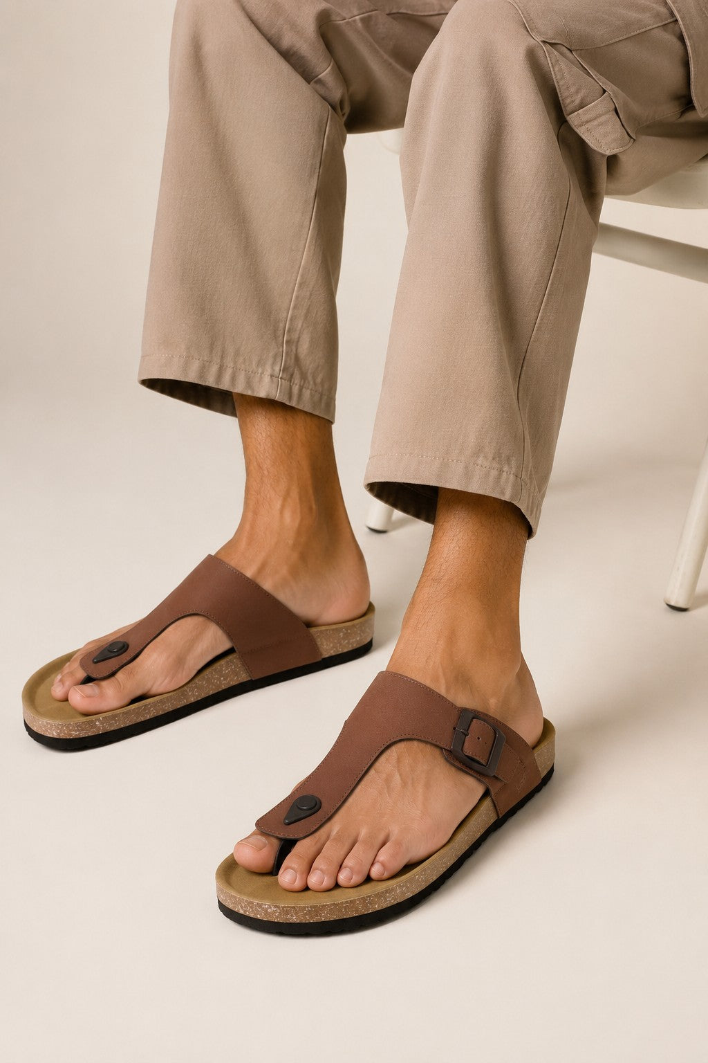 Brown Solid Sandals for Men - Image 1