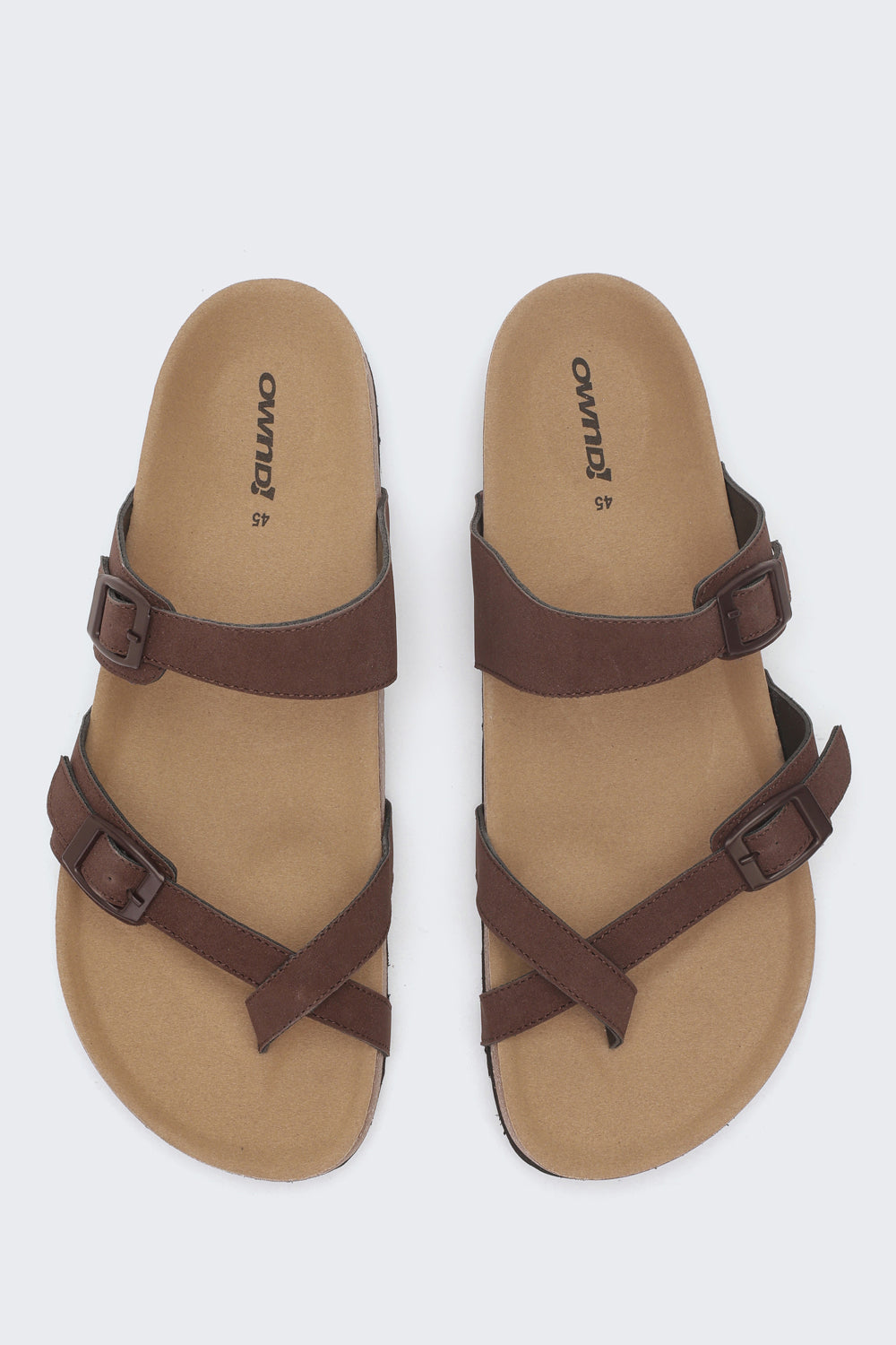Brown Solid Sandals For Men - Image 4
