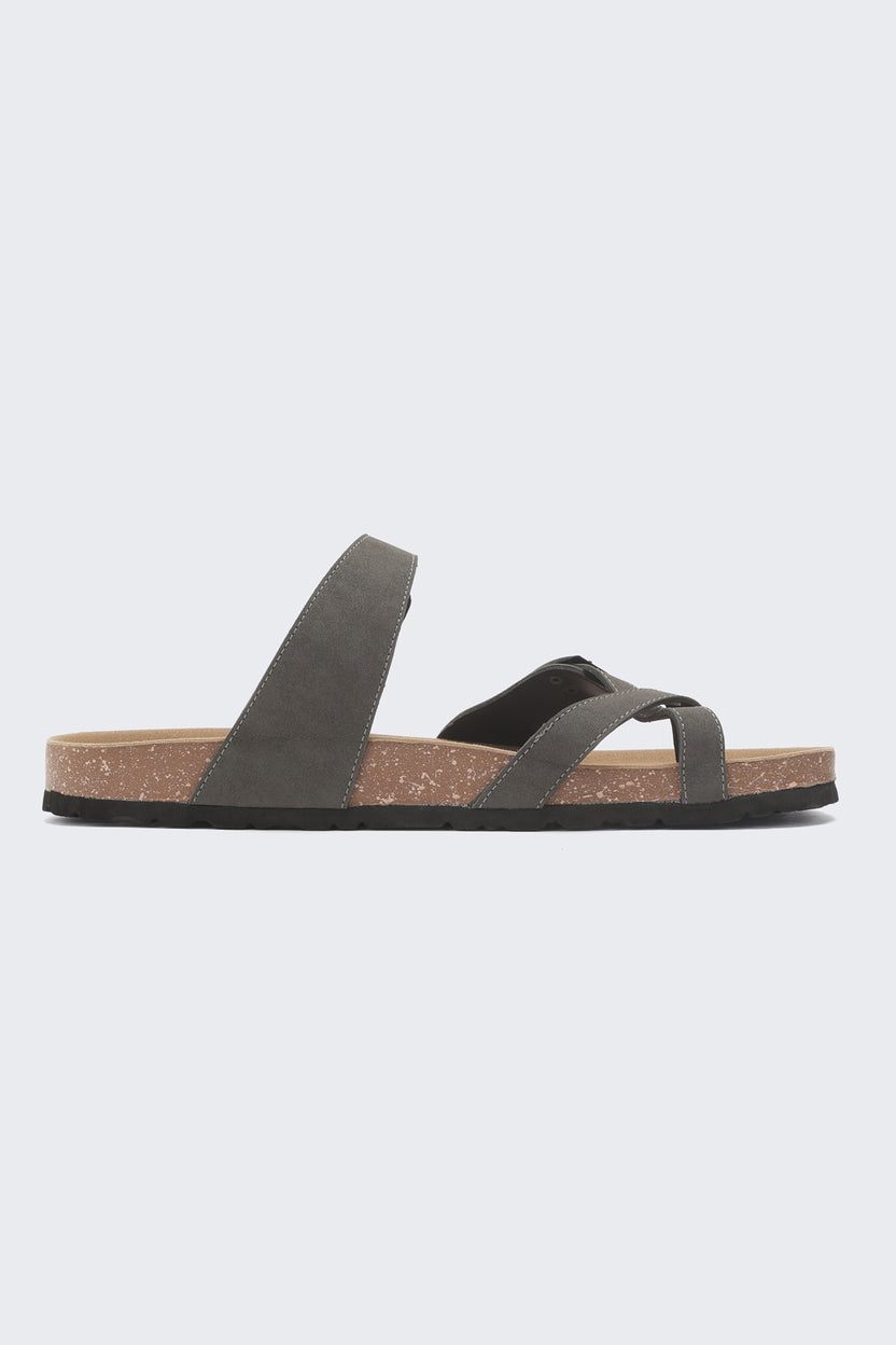 Grey Solid Sandals for Men - Image 2