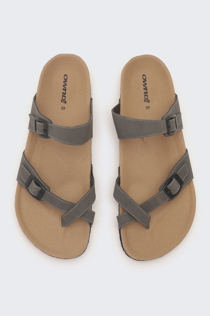 Grey Solid Sandals for Men - Image 4